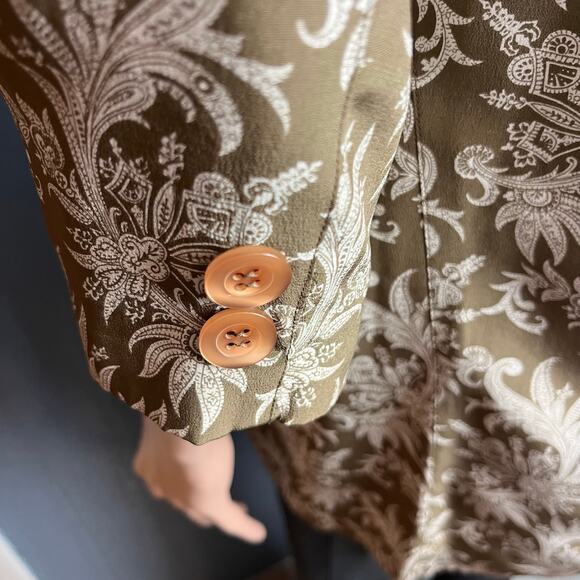 Linda Allard For Ellen Tracy Paisley Floral Silk Blazer 8 Career Quiet Luxury - Picture 6 of 9